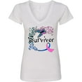 thumbnail image 3 of Inktastic Thyroid Cancer Survivor Butterfly Ribbon Women's V-Neck T-Shirt, 3 of 5