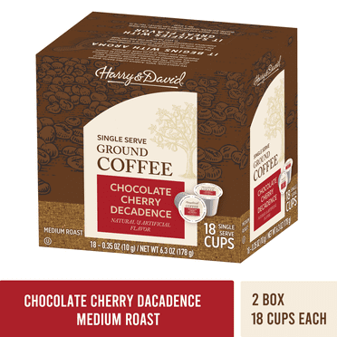 Harry & David Chocolate Cherry Decadence Single Serve Coffee, 2 box (18 count each)