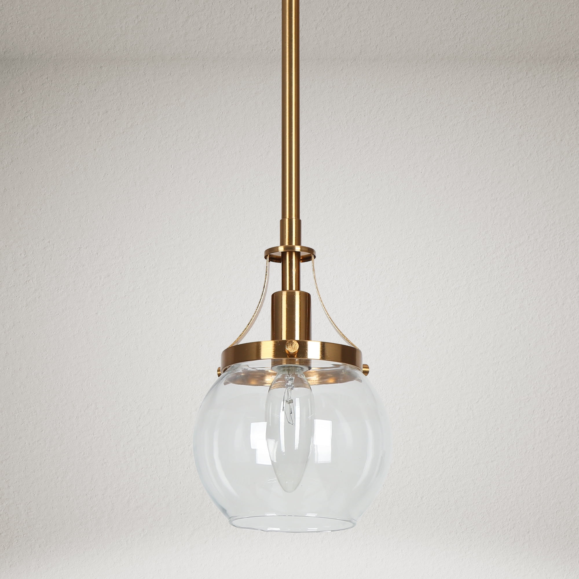 LNC Capensis Polished Gold Modern Clear Glass Globe LED Mini Hanging Pendant Light