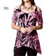 thumbnail image 1 of Qarigey Blusa de manga corta con hombros descubiertos y estampado tie-dye para mujer Prendas para la parte del cuerpo Rosa 3XL Qarigey AP002269-22, 1 of 2