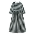 thumbnail image 2 of Fsqjgq Baby Girl Clothes Easter Dress Girls Size 9 Fashion Floral Dress for Girls Black Kids Girls Long Sleeve Striped Prints Princess Dress Child Dresses 100, 2 of 5
