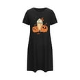 thumbnail image 2 of Cxenplz Womens Halloween Nightgown Casual Summer Fall Crewneck Short Sleeve T Shirt Deess Soft Loose Print Tunic Shirt Pajamas Sleepwear on Clearance, 2 of 4