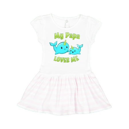 

Inktastic My Papa loves me- cute narwhal Gift Toddler Girl Dress