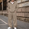 thumbnail image 5 of Hearthz Mens Sweatsuits 2 Piece Set Zip Up Athletic Jacket and Sweatpants Fall Winter Athletic Sweatsuits Men 2 Piece Outfit Khaki M, 5 of 6