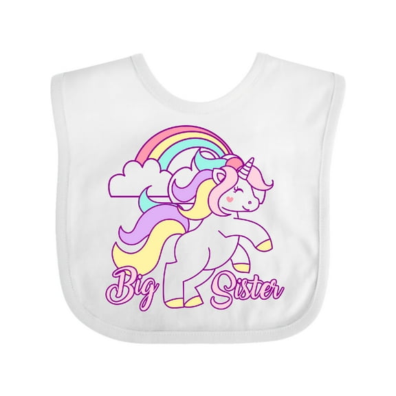 Inktastic Big Sister Unicorn Girls Baby Bib