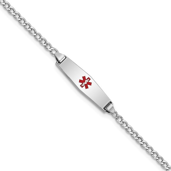 Auriga 14K White Gold Semi-Solid Soft Cuban Id Bracelet 6 inch for Women(L- 6inch, W- 5.5mm)