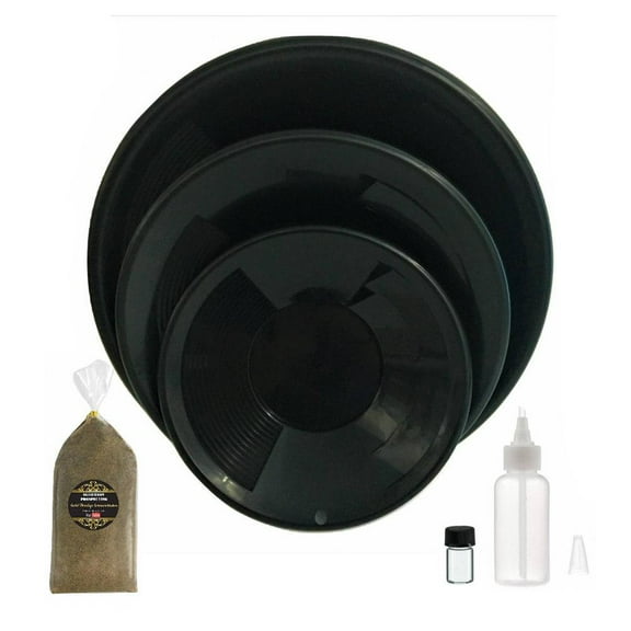 Gold Panning Kit | Half lb. Paydirt | 3 Pans | Snuffer Glass Vial | Sluiceboy Prospectingâ„¢