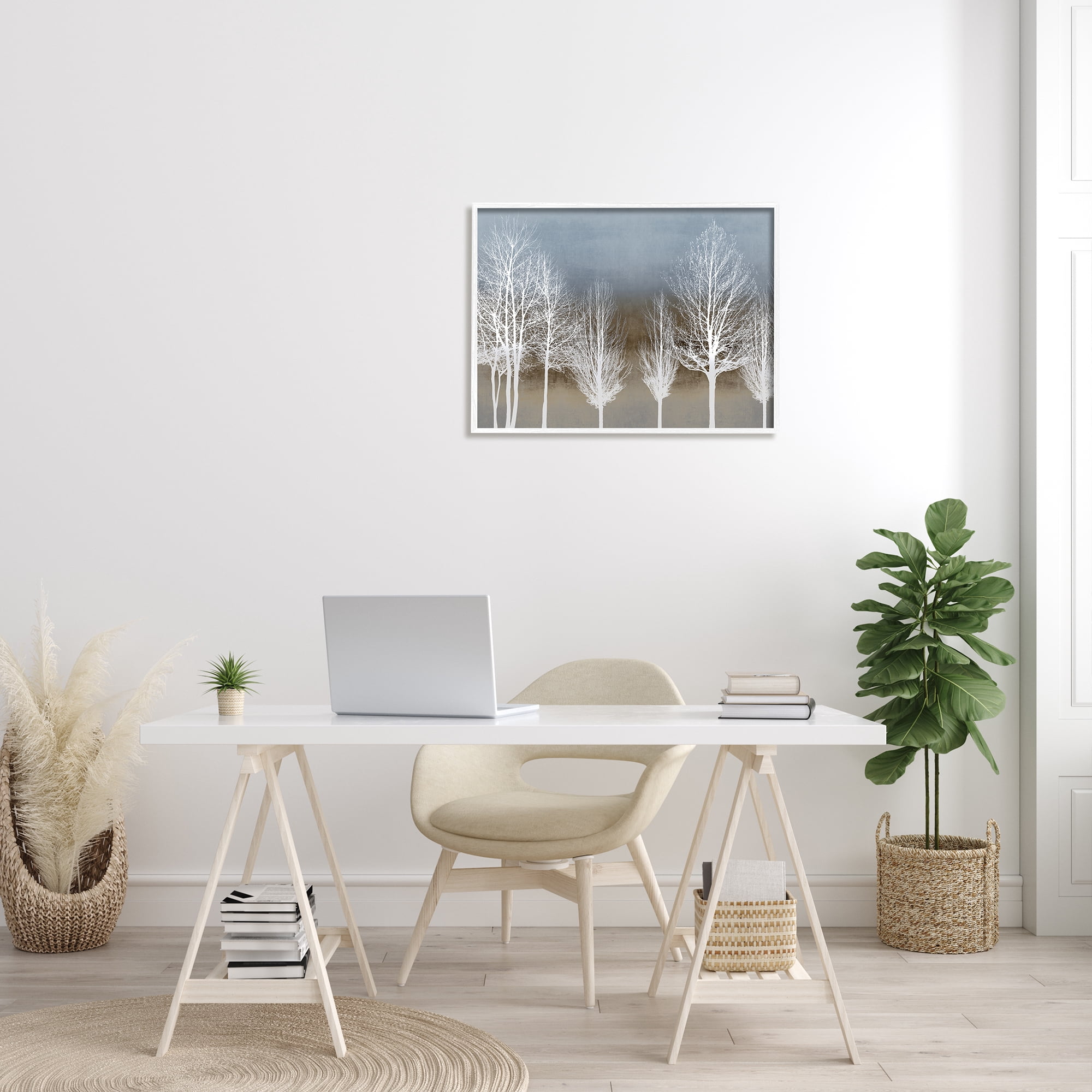 Stupell Industries Abstract Forest Line White Bare Tree Silhouettes, 24 x 30, Designed by Kate Bennett