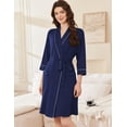 thumbnail image 2 of Ekouaer Women Robes Shawl Collar Bathrobe Short Kimono Robe Soft Knit Bathrobes Ladies Sleepwear with Pockets, 2 of 6