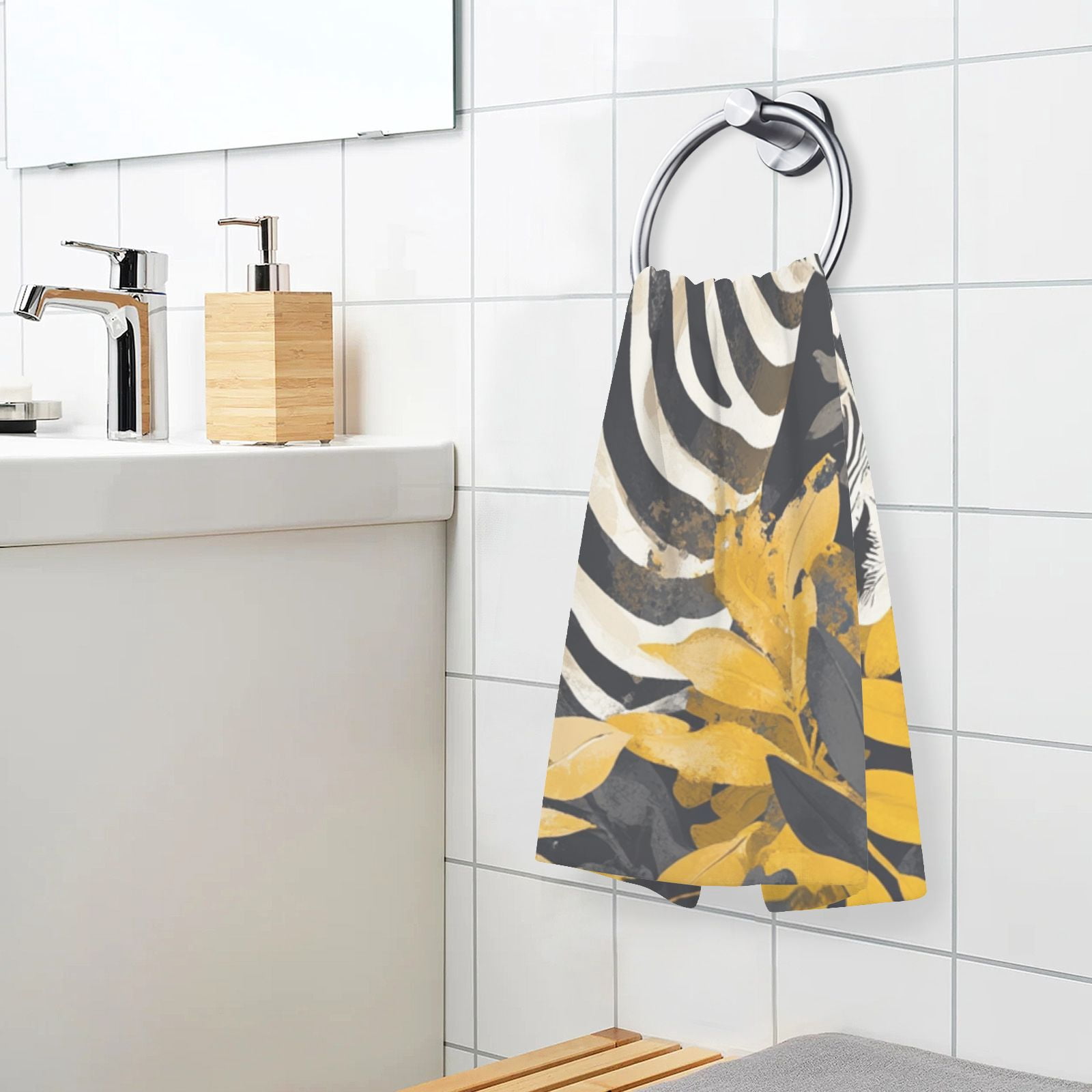 Zebras Leaves Hand Towels Cotton Bath Towels Large Face Towels Absorbent for Bathroom 2 Packs