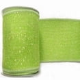 thumbnail image 3 of Vickerman 4" Green Sparkle Burlap Christmas and Craft Ribbon. 4" x 10 Yards in Length Wire Edged to allow Bending and Shaping., 3 of 4