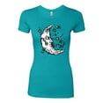 thumbnail image 2 of Wild Bobby Crescent Moon Astrology Puff Print Fashion Womens Slim Fit Junior Tee, Tahiti Blue, Medium, 2 of 6