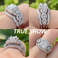 thumbnail image 2 of SFTING Wedding Rings for Women Princess Cut Engagement Wedding Rings Set Silver 18K Plated 5A CZ Anniversary Size 7, 2 of 6