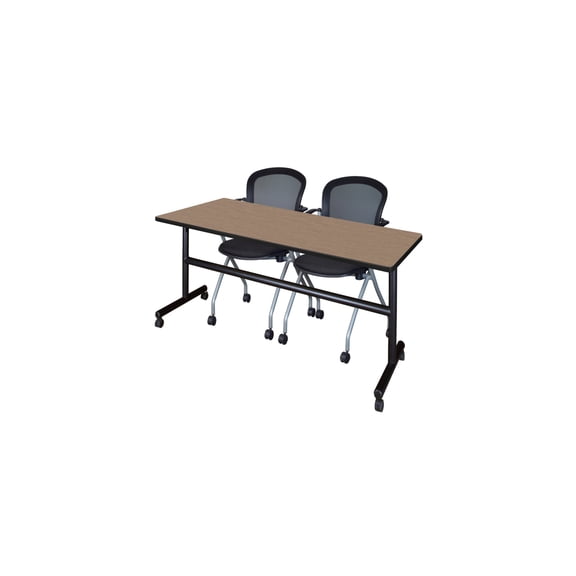 Regency Kobe 72 x 30 in. Flip-Top Training Nesting Table- Noble Oak, 2 Cadence Nesting Chairs