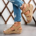 thumbnail image 4 of Rokment Womens Orthopedic Wedge Walking Sandals Comfortable Fashion Leather Arch Support Platform High Heels Gladiator Dress Sandals for Beach Summer Brown Size 9, 4 of 8