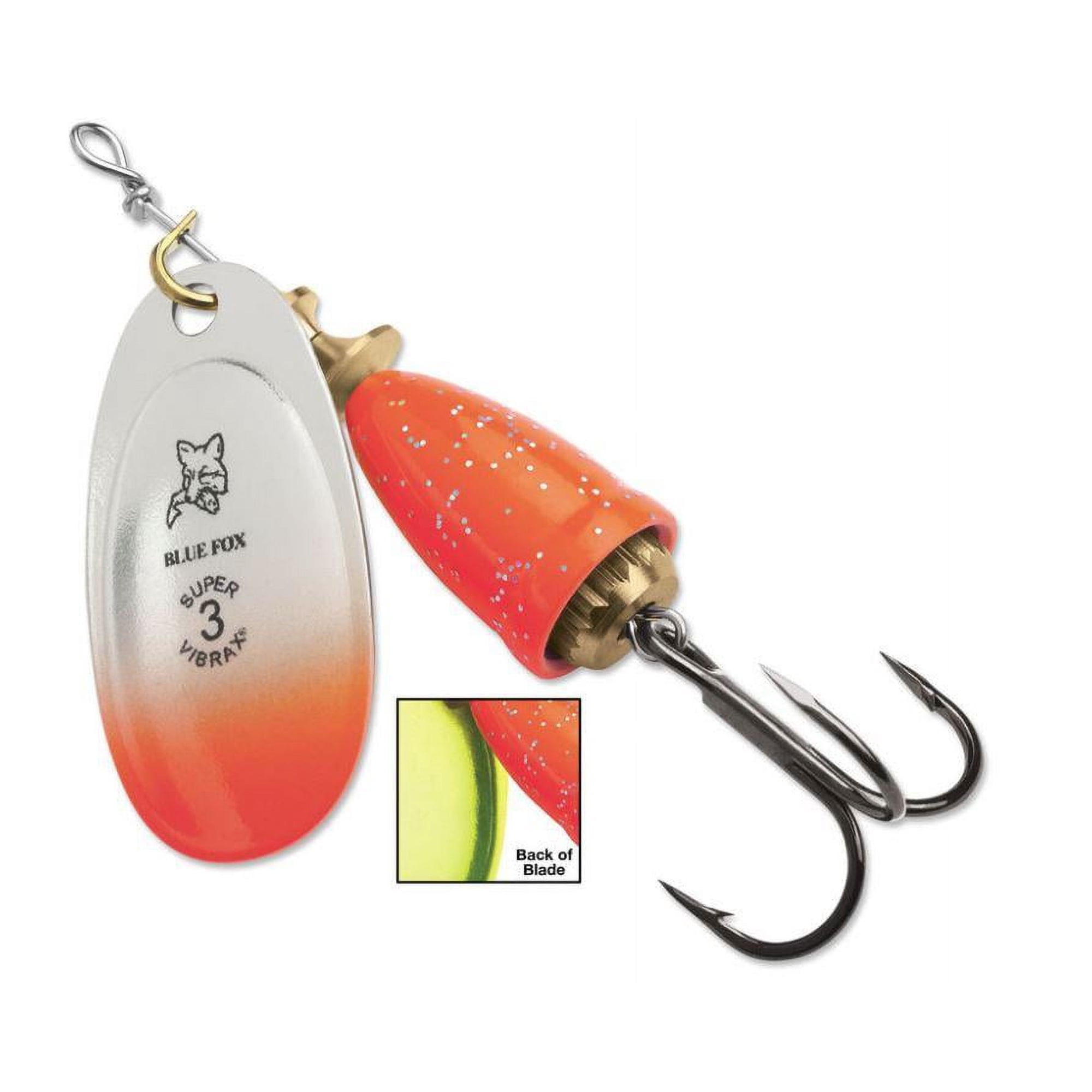 Blue Fox Classic Vibrax Candyback Series Inline Spinner Orange Chartreuse Candyback Blade Size – Weight 6 – 5/8 oz