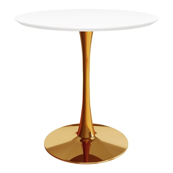 Modholic Tulip 36" Wood Top Dining Table, Gold Base