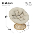 thumbnail image 2 of 40" Ergonomic Wicker Papasan Chair with Soft Thick Density Fabric Cushion, 3-proof Cover, High Capacity Iron Frame, 360 Degree Swivel for Living, Bedroom, Reading Room, Lounge, Beige, 2 of 9
