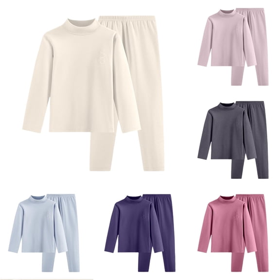 HCYSFG Boys Solid Color Thermal Underwear Sets 2 Piece Long Sleeve Mock Neck Base Layer Sets Thermal Top And Leggings Long Johns