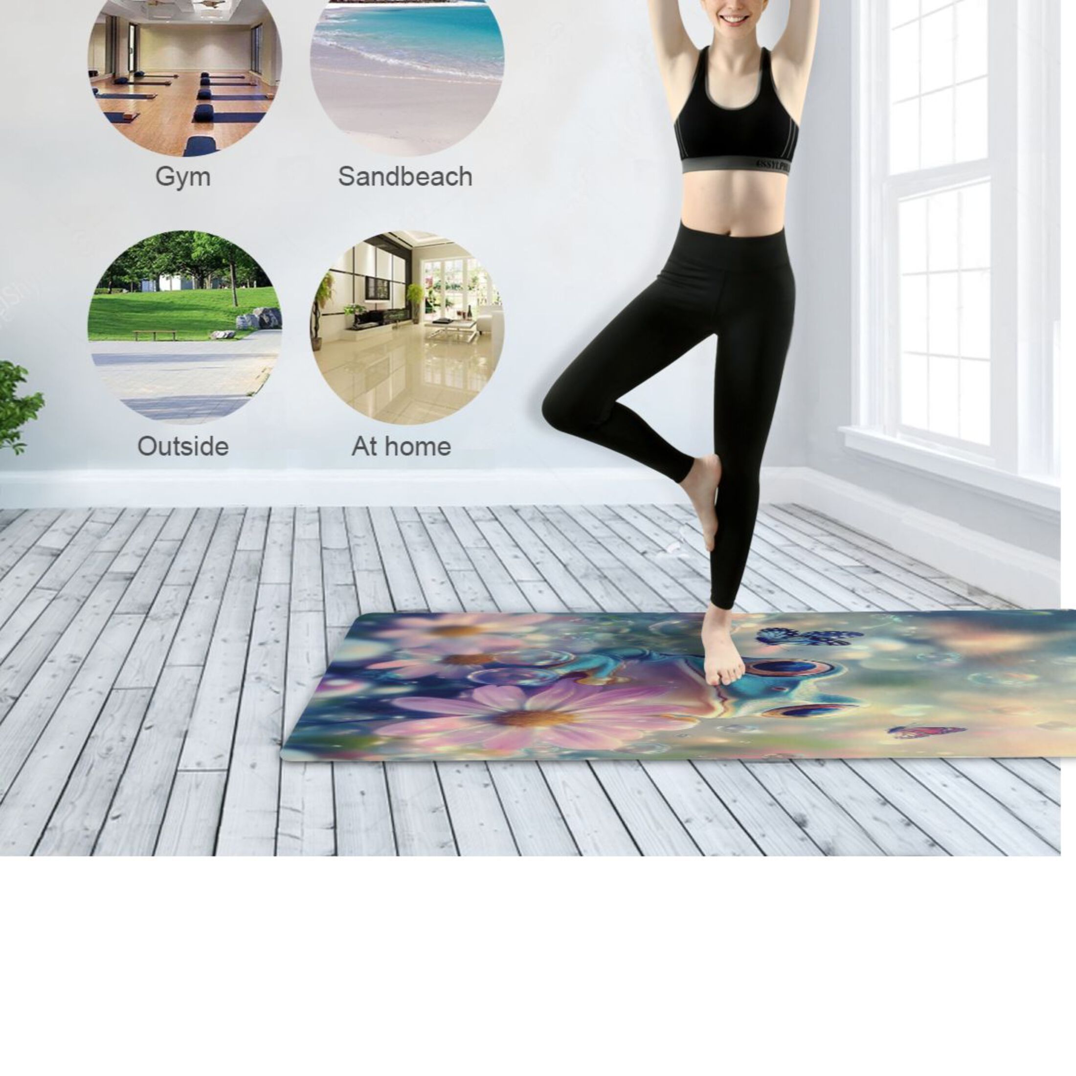 BZSMCE Yoga Mat Women Fitness Mat Frog & Flower Pattern