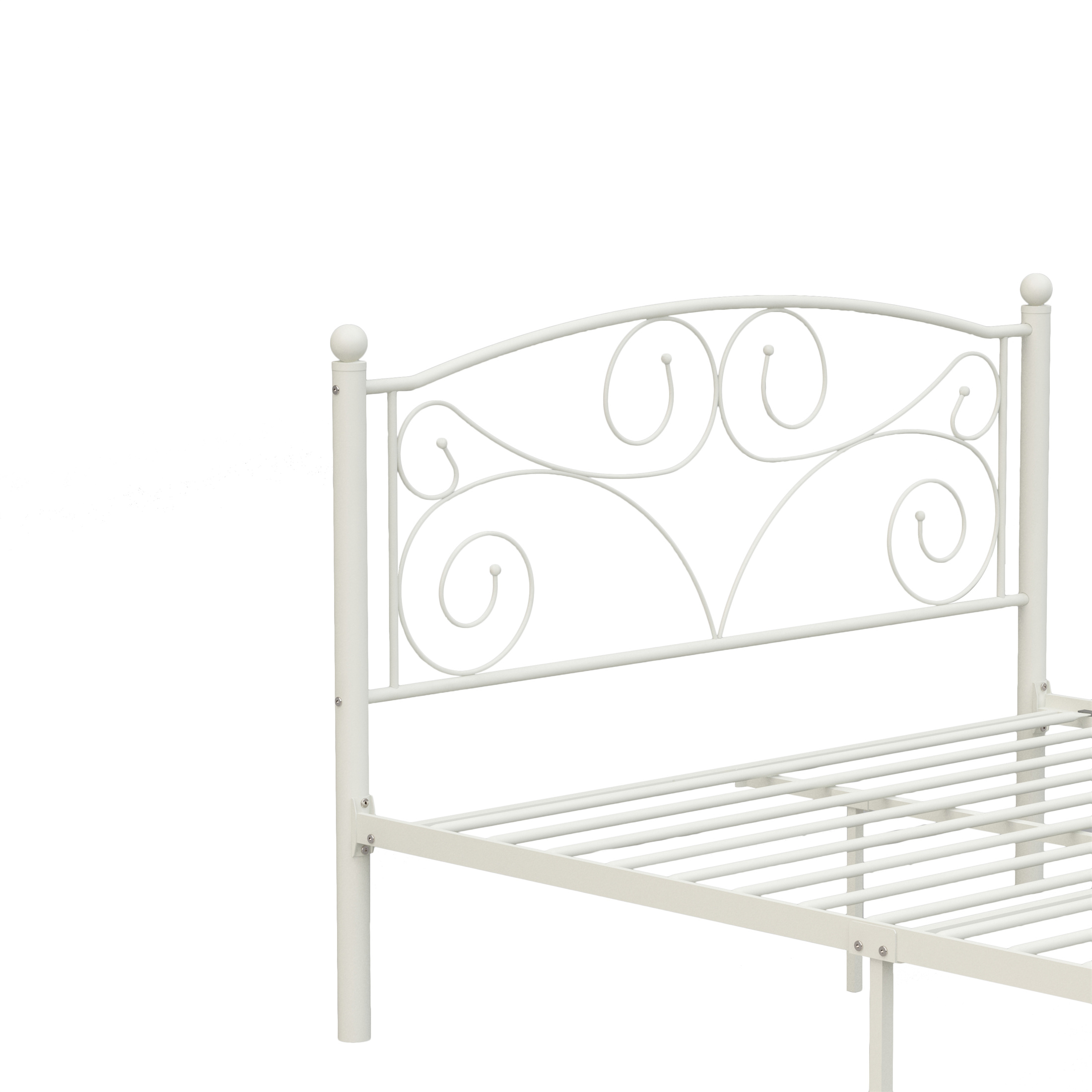 Aukfa Full Size Bed Frame, Metal Platform Bed with Headboard and Footboard, White