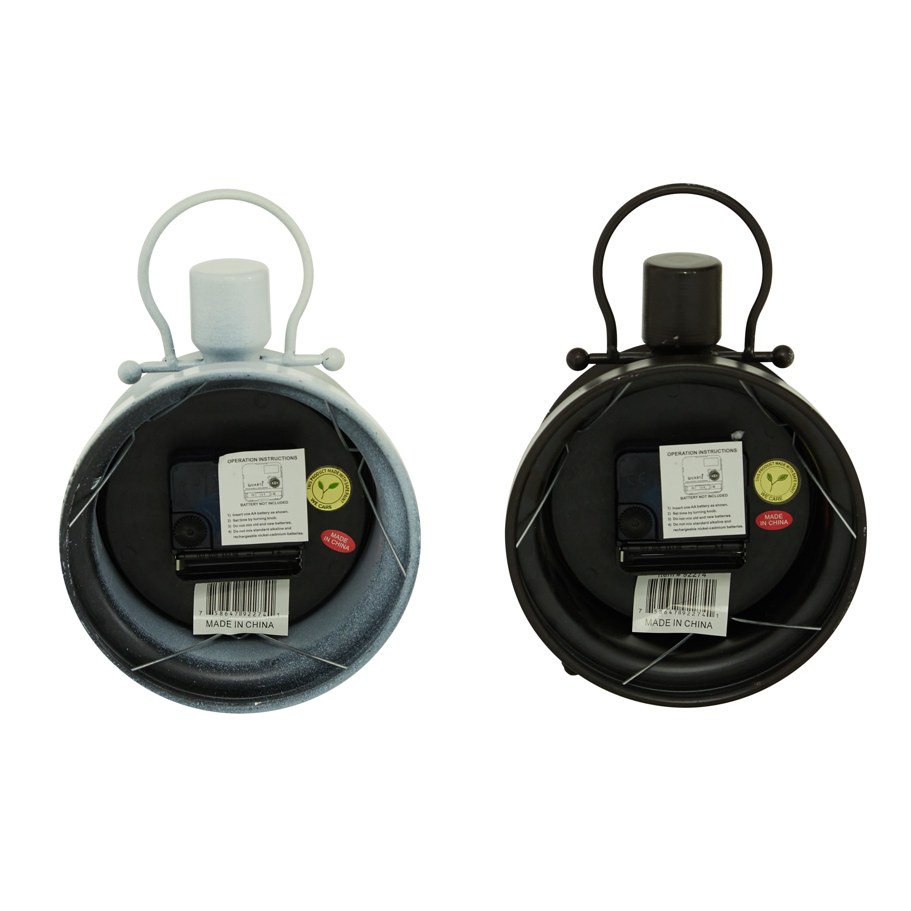 DecMode 9" Black Metal Stopwatch Style Clock, Set of 2
