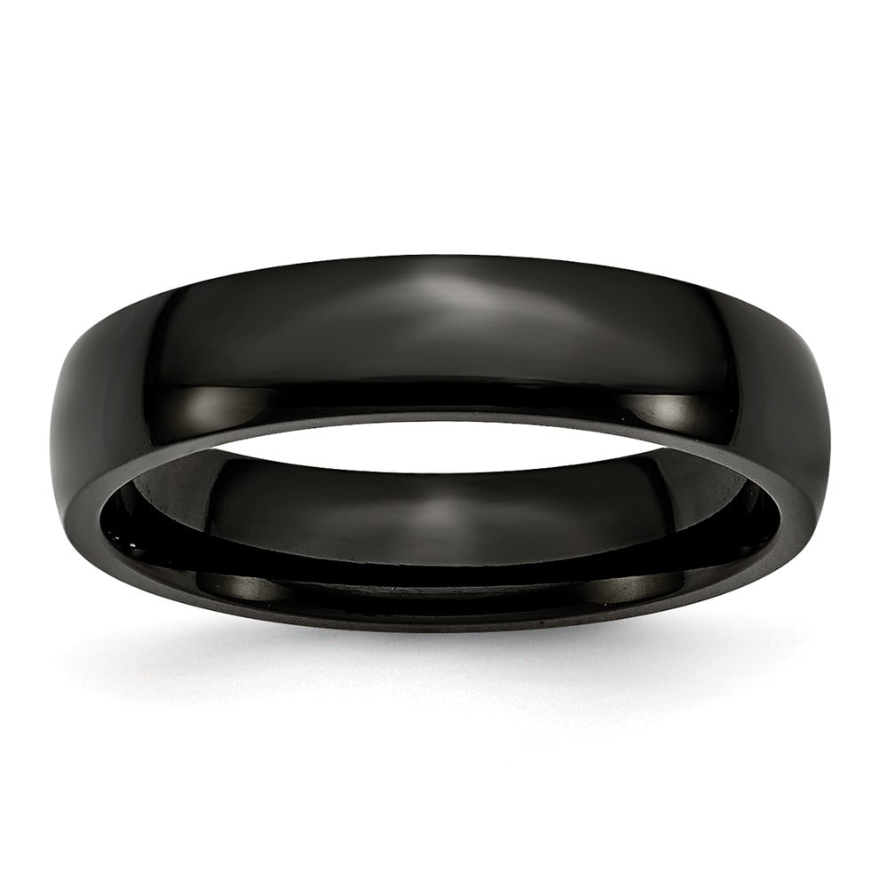 Unisex Plain Black Stainless Steel 5MM Fashion Wedding Band Ring Size 5-15 