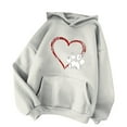thumbnail image 1 of Bmisegm Chandail à Capuche Décontracté pour Femmes Automne Hiver Confortable Chic Imprimé Cœur Manches Longues Col Rond avec Poche Gris m, 1 of 3
