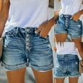 thumbnail image 2 of PBNBP Shorts for Women 2023 Summer Casual Denim Shorts Women Mid Waist Stretchy Ripped Frayed Raw Hem Jean Shorts with Pocket, 2 of 9