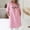 A01535-Pink, variant on CALAFEBILA Womens Summer Dresses Long Sleeve V-neck Print Mini Sun Dress Cotton Linen Pockets Short Women's Dresses