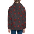 thumbnail image 6 of Xecao Red Ladybugs On Dark Background Pattern Zip Up Hoodies for Boys Girls, Sweatshirt with Pockets-Small, 6 of 6