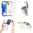 thumbnail image 1 of Case Compatible with iPhone 11, Premium Synthetic Leather Magnetic Buckle Wallet Card Slot with Ring Holder Stand Wrist Strap Back Phone Cover For iPhone 11 - 6.1, White, 1 of 2