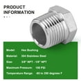 thumbnail image 4 of TAISHER 10PCS 304 Stainless Steel Reducer Hex Bushing, 3/8" NPT Male x 1/8" NPT Female, Reducing Pipe Adapter Fitting, 4 of 6