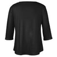 thumbnail image 5 of ADSSDQ Women'S Plus Size Summer Tops 3/4 Sleeve Solid Color Graphic T Shirts V-Neck Gym Shirts With Pocket Elbow Length Blouses Loose Casual Fall Beach Clothes Black 4XL, 5 of 5