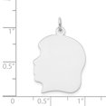 thumbnail image 2 of 14K White Gold Plain Large Facing Left Engravable Girl Charm, 2 of 2