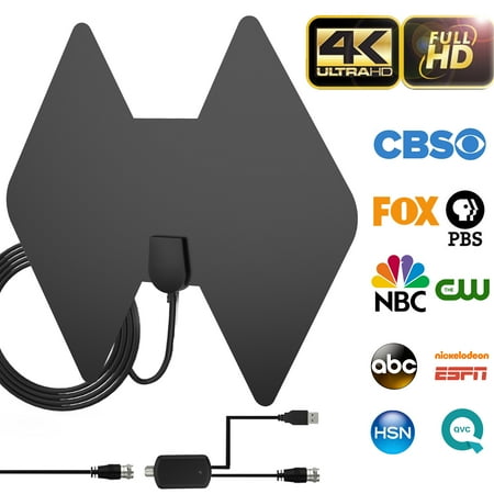 - HDTV Antenna, 2019 Newest Indoor Digital TV Antenna 100 Miles Range with Amplifier Signal Booster 4K HD 16.5ft Coax Cable Amplified HD Digital TV Antenna Free local Channels -Support All TV