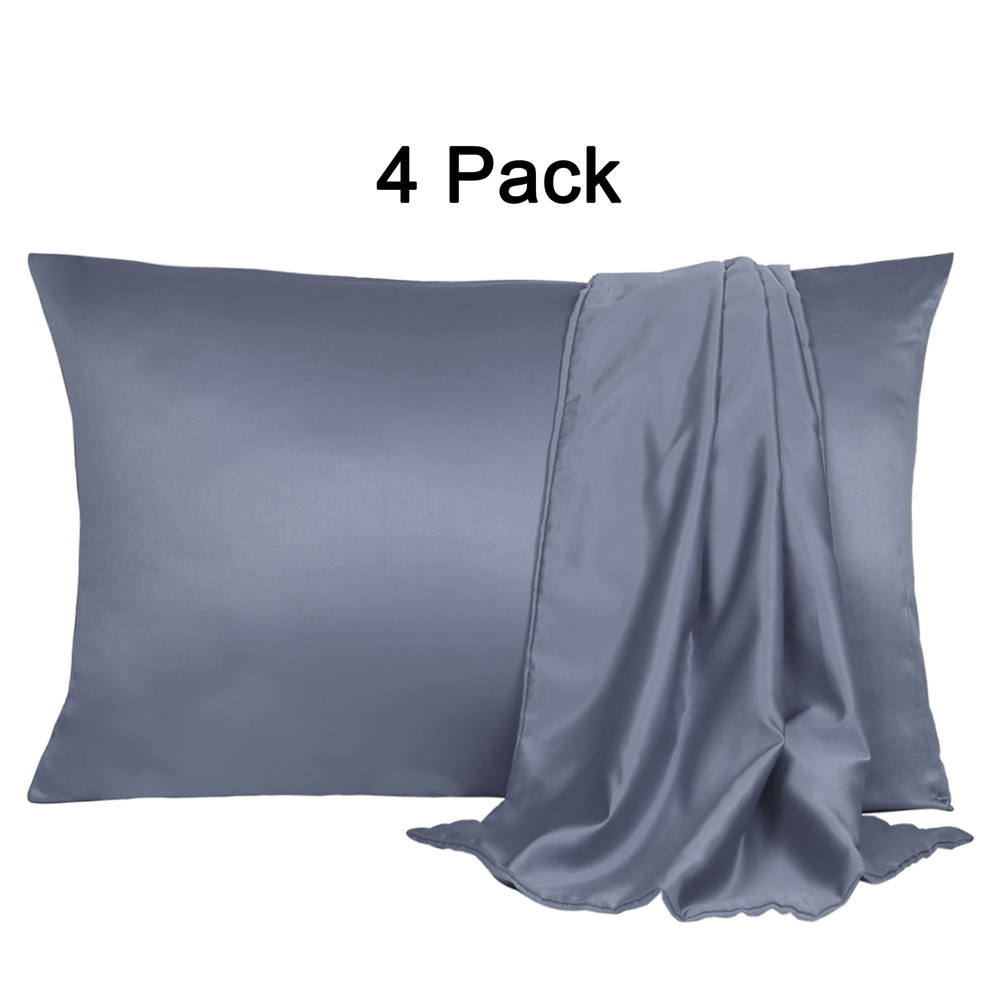 4 Pack Luxury Satin Pillowcase Cooling Silk Pillow Slip Cases Covers
