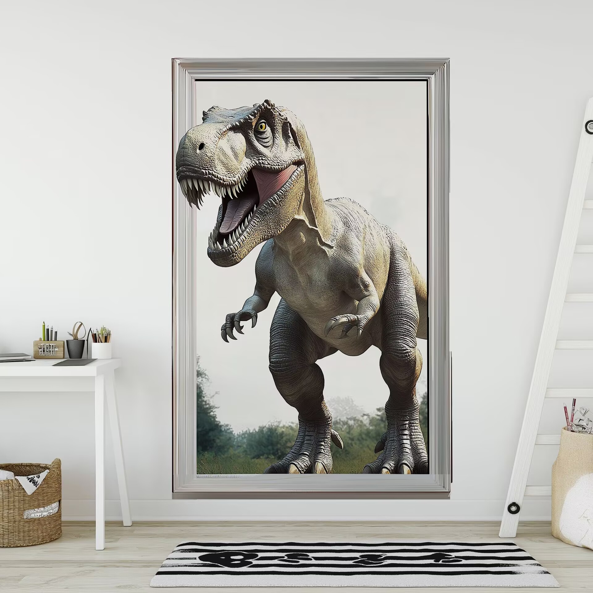 3D Dinosaur Wall Stickers Removable Vinyl Large Dino Stickers DIY Peel and Stick Dinosaur Wall Decals for Family Living Room, Background Wall Decoration, Kids Boys Room