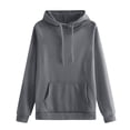 thumbnail image 5 of Plain Hoodies for Women Long Sleeve Drawstring Loose Casual Hooded Sweatshirt with Pockets Pullover Tops Fall Winter Clothes, 5 of 5