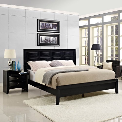 Modway Harrison 2Piece Queen Bed and Nightstand Set in Black Walmart