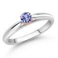 thumbnail image 2 of Gem Stone King 925 Silver and 10K Rose Gold Blue Tanzanite Solitaire Engagement Ring for Women (0.18 Cttw, Gemstone December Birthstone, Round 3.5MM, Size 5), 2 of 4