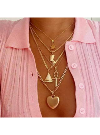 Rochet Ladies Gold Tone Cleopatre Three Heart Pendant Black String Necklace  16