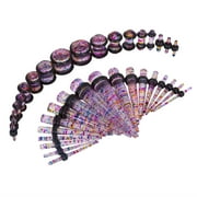 Bodyj4you 36PC Gauges Kit Ear Stretching 14G-00G Rainbow Glitter Acrylic Taper Plug Body Piercing