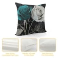 thumbnail image 4 of Creowell  Teal Gray Rose Print Throw Pillow Covers Decorative Pillow Cover Square Cushion Cases Soft Cushion Cover Throw Sofa Pillow Case for Home Decor Living Room Bed Couch Car, 4 of 5