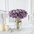 thumbnail image 2 of Flor de hortensia artificial, 5 ramos de hortensias de seda de tallo largo (púrpura) TUNC Sencillez, 2 of 5