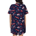 thumbnail image 6 of Fuzoiu Winter Sports Fun Pattern Print Women's Short-Sleeved Pajama Set,Lounge Sleepwear Set,Womens Pajama Sets 2 Piece,Button-Up Top and Shorts with Pockets-Small, 6 of 7