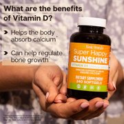 Basic Health Brands Happy Sunshine Vitamin D3, 5000 IU, Supports Bone & Immune Health, Dietary Supplement - 240 Count