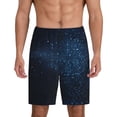 thumbnail image 2 of Rocae Blue Glitter Retro for Men's Soft Sleep Pajama Shorts, Waistband and Pockets, 2 of 9