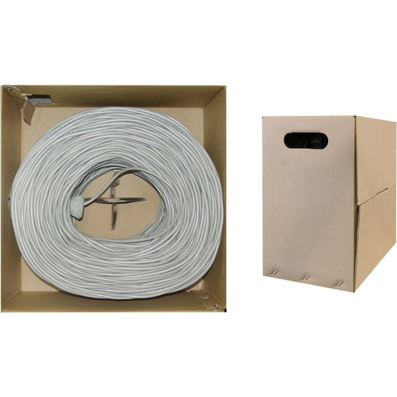 1000 Foot Bulk Cat5e Ethernet Cable, 24 AWG, ETL Listed, 4 Pair Stranded Copper, Foil Shielded Twisted Pair(STP) with Pull Box, Gray, CableWholesale
