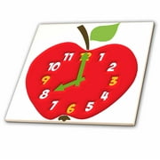 3dRose Red Apple Clock - Ceramic Tile, 4-inch